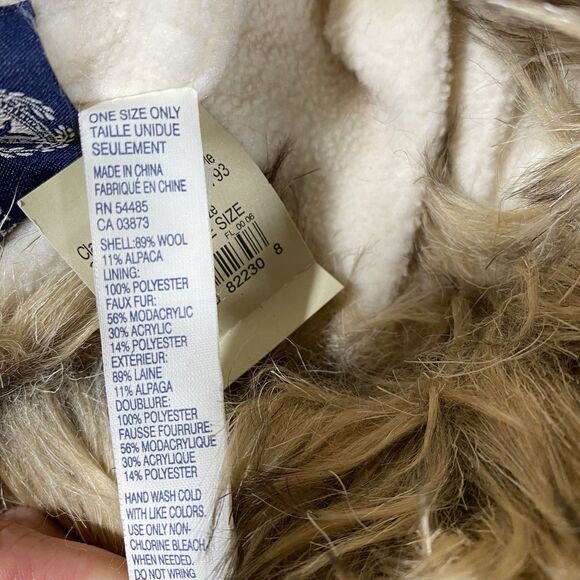 American Eagle Wool Alpaca Faux Fur Trapper Hat Fair Isle Knit Ear Flap OS NWT - Picture 8 of 8